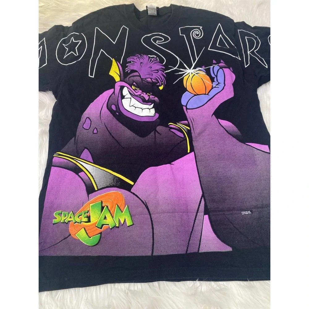 VTG Space Jam Vintage 1996 Monstars Movie Promo T-shirt Sz L FREEZE NY